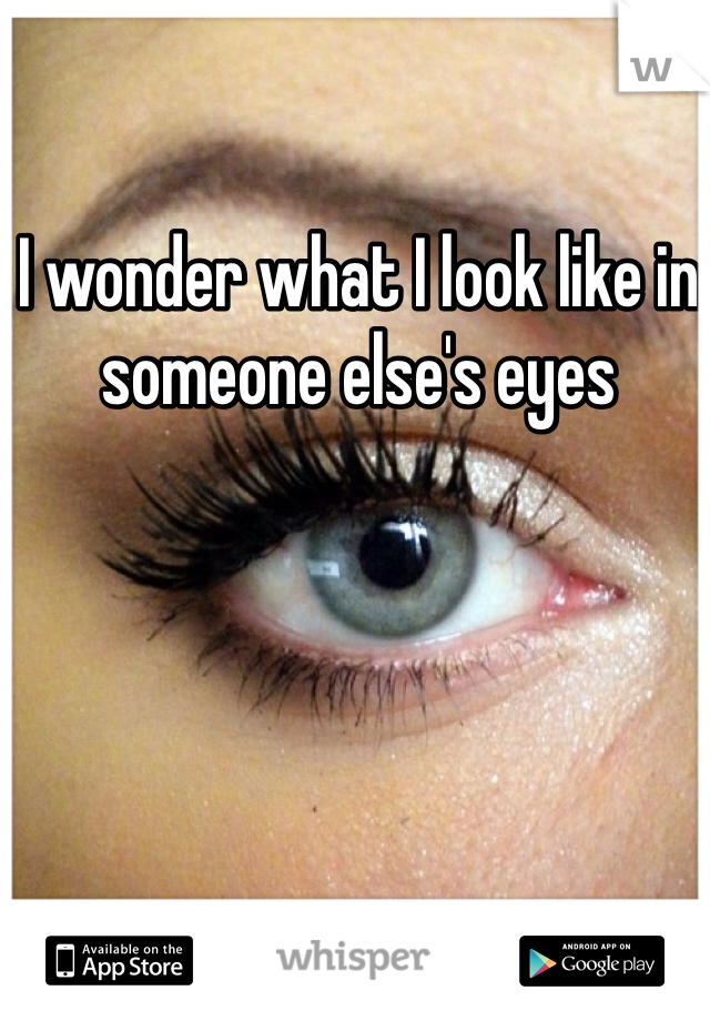 I wonder what I look like in someone else's eyes 