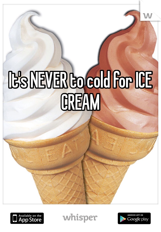 It's NEVER to cold for ICE CREAM