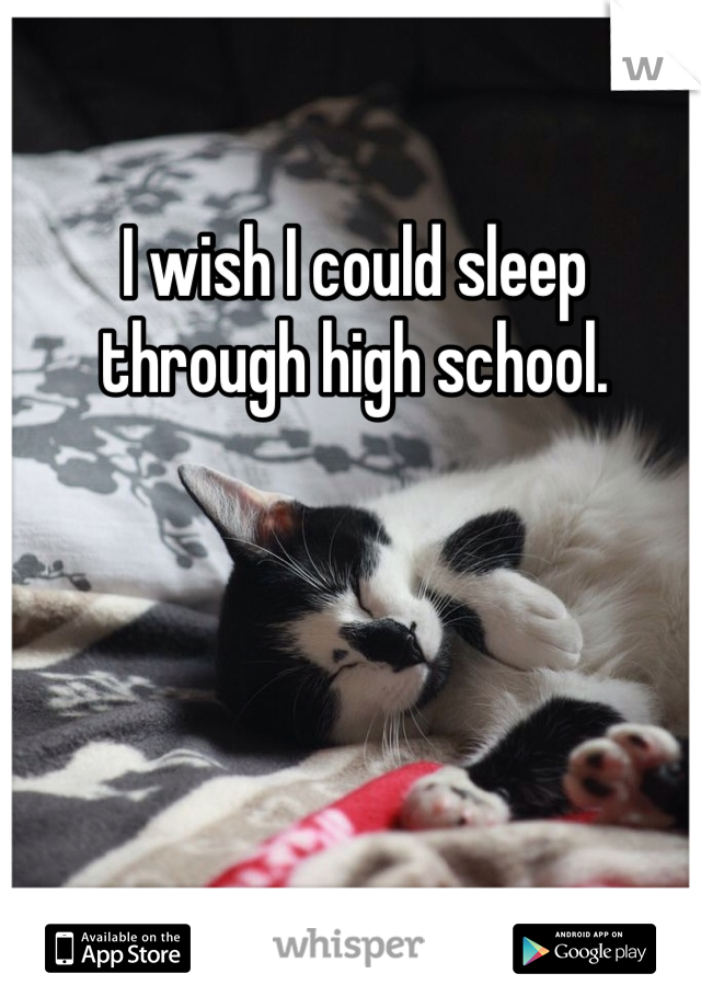 I wish I could sleep through high school.