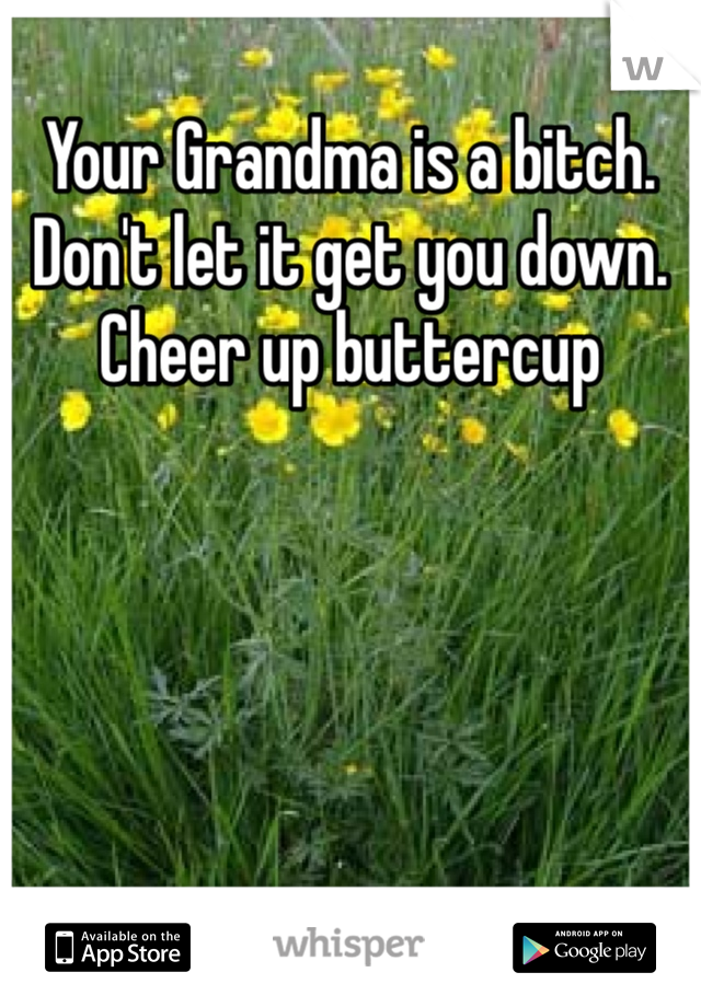 Your Grandma is a bitch. Don't let it get you down. Cheer up buttercup 