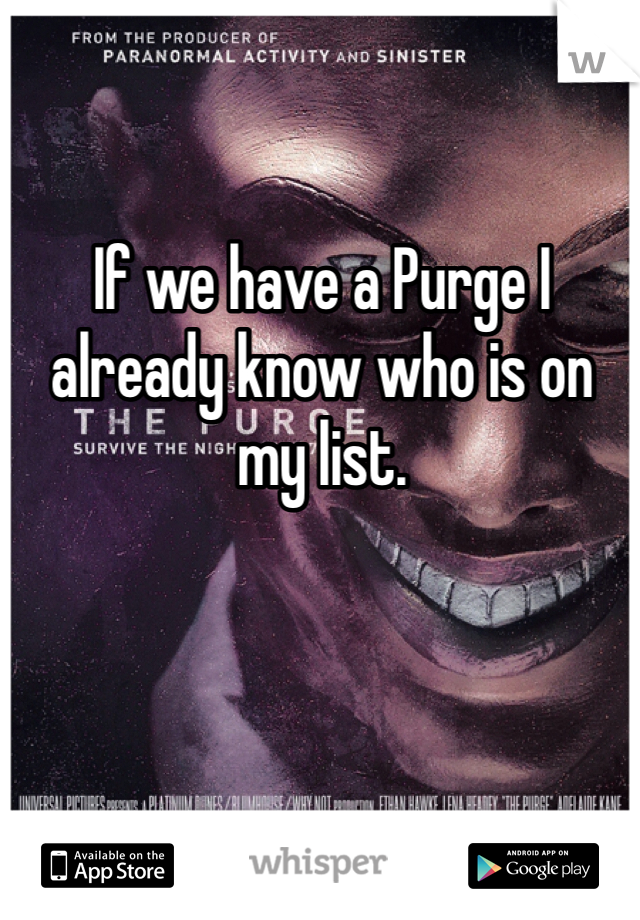 If we have a Purge I already know who is on my list.