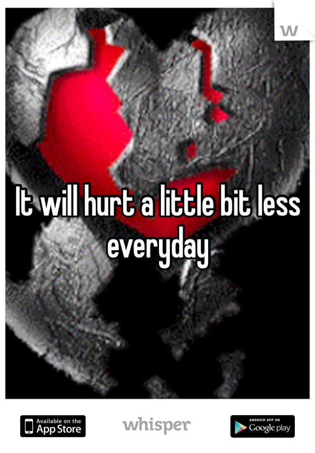 It will hurt a little bit less everyday