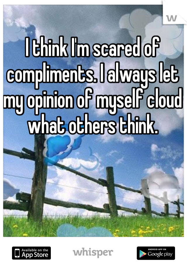 I think I'm scared of compliments. I always let my opinion of myself cloud what others think. 
