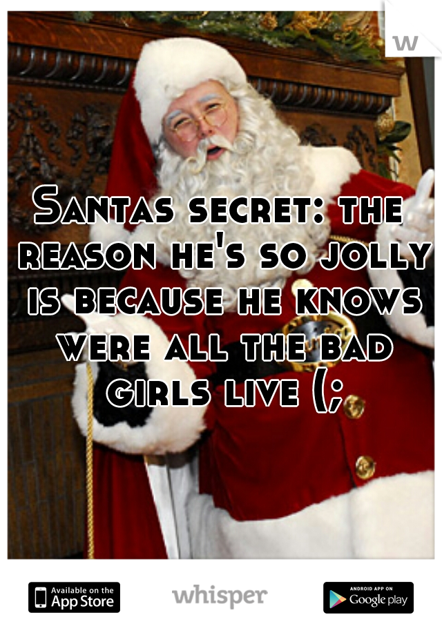 Santas secret: the reason he's so jolly is because he knows were all the bad girls live (;