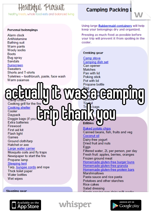 actually it was a camping trip thank you