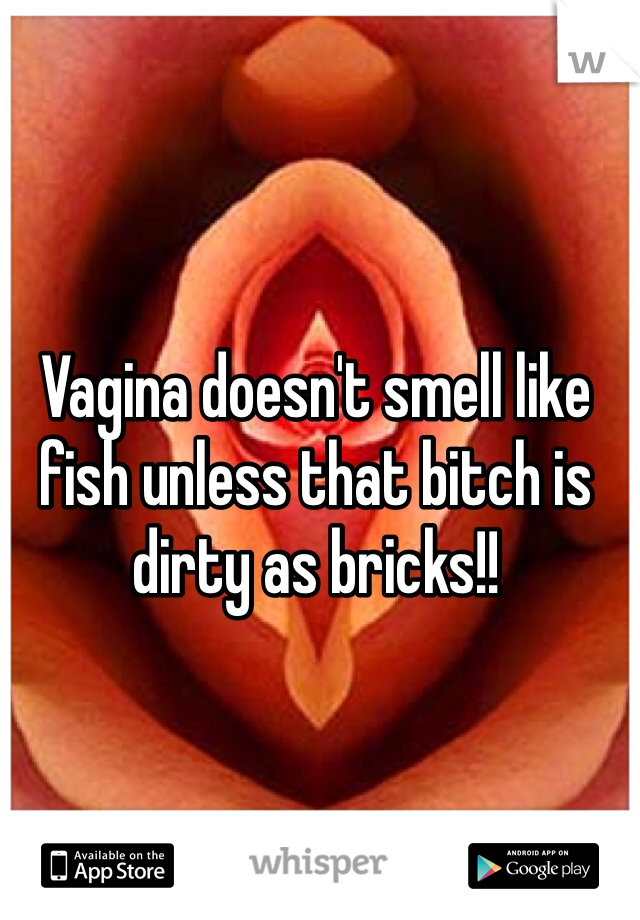 Vagina doesn't smell like fish unless that bitch is dirty as bricks!!