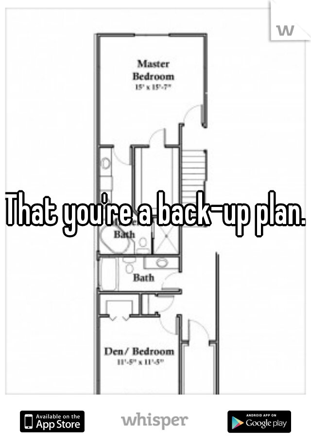 That you're a back-up plan.