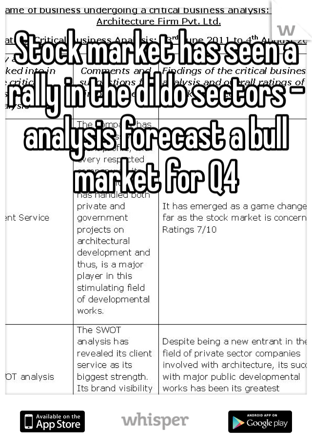 Stock market has seen a rally in the dildo sectors - analysis forecast a bull market for Q4