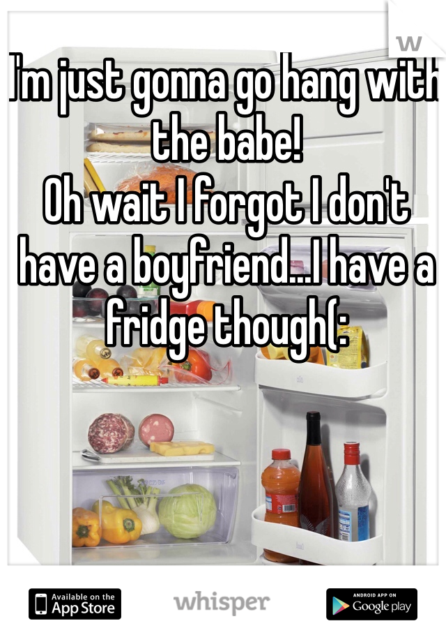 I'm just gonna go hang with the babe! 
Oh wait I forgot I don't have a boyfriend...I have a fridge though(: 