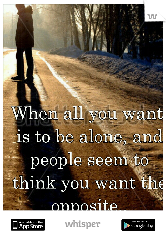 When all you want is to be alone, and people seem to think you want the opposite..