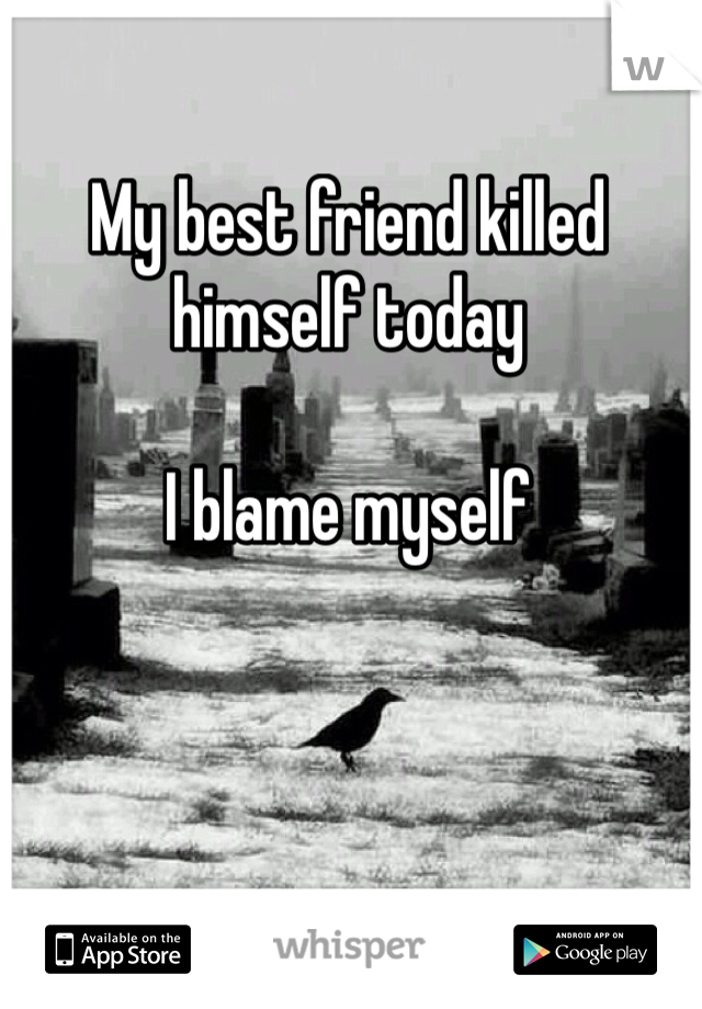 My best friend killed himself today

I blame myself 