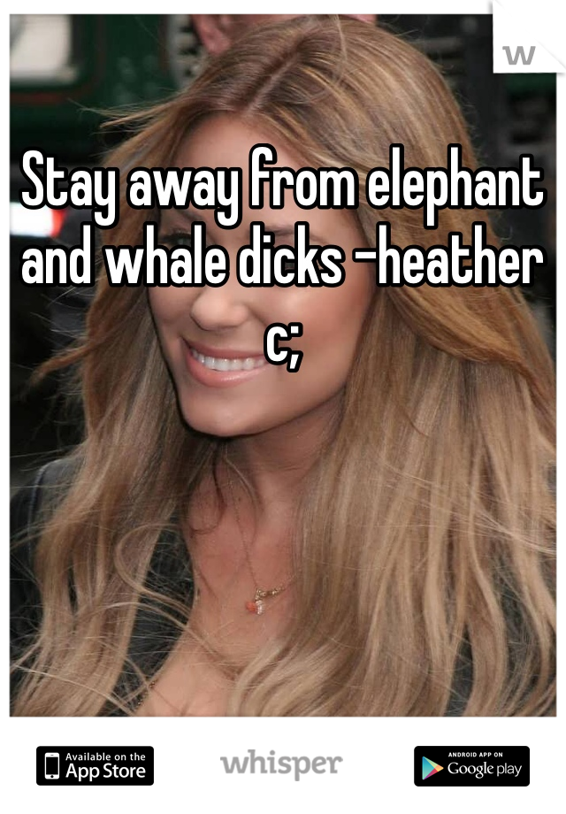 Stay away from elephant and whale dicks -heather c; 