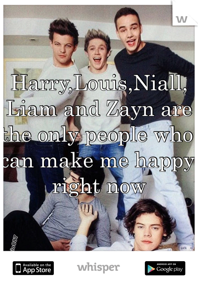 Harry,Louis,Niall, Liam and Zayn are the only people who can make me happy right now 