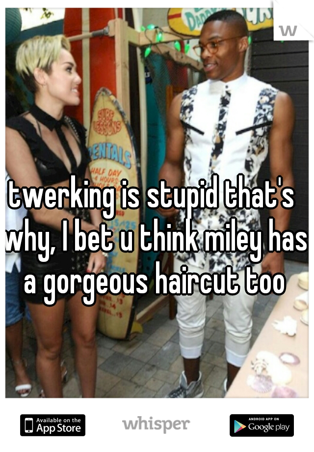 twerking is stupid that's why, I bet u think miley has a gorgeous haircut too