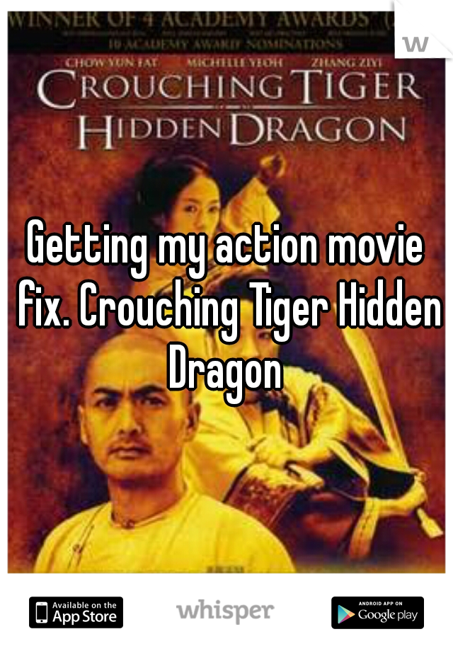 Getting my action movie fix. Crouching Tiger Hidden Dragon 
