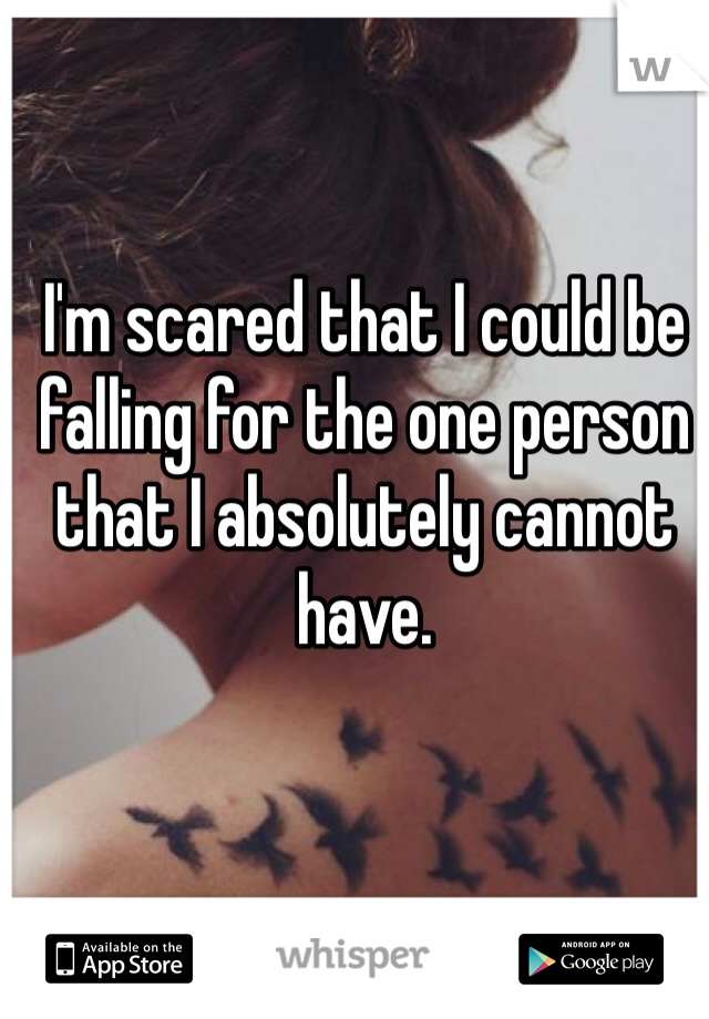 I'm scared that I could be falling for the one person that I absolutely cannot have.