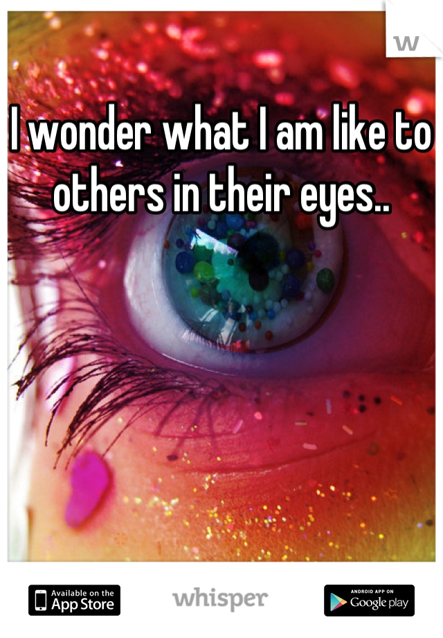 I wonder what I am like to others in their eyes..