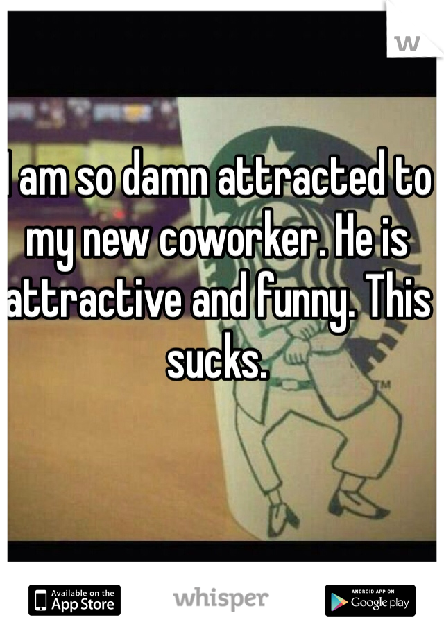 I am so damn attracted to my new coworker. He is attractive and funny. This sucks. 