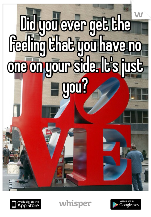 Did you ever get the feeling that you have no one on your side. It's just you?