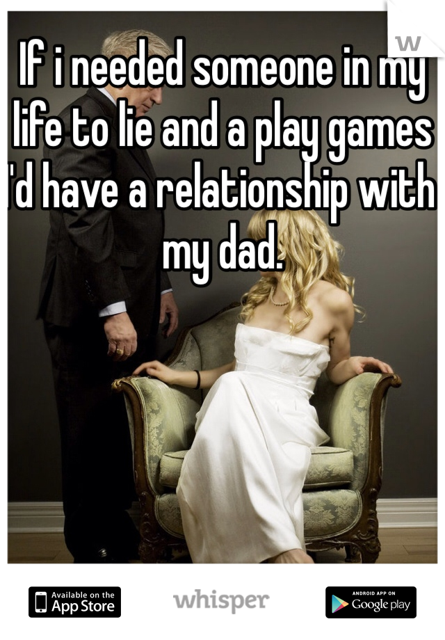 If i needed someone in my life to lie and a play games I'd have a relationship with my dad. 