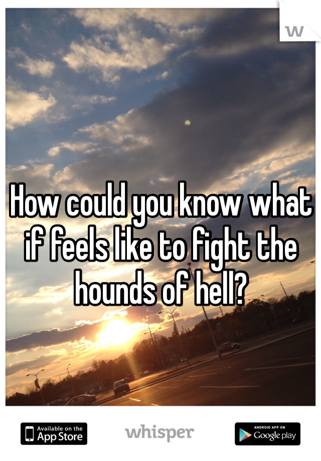 How could you know what if feels like to fight the hounds of hell?