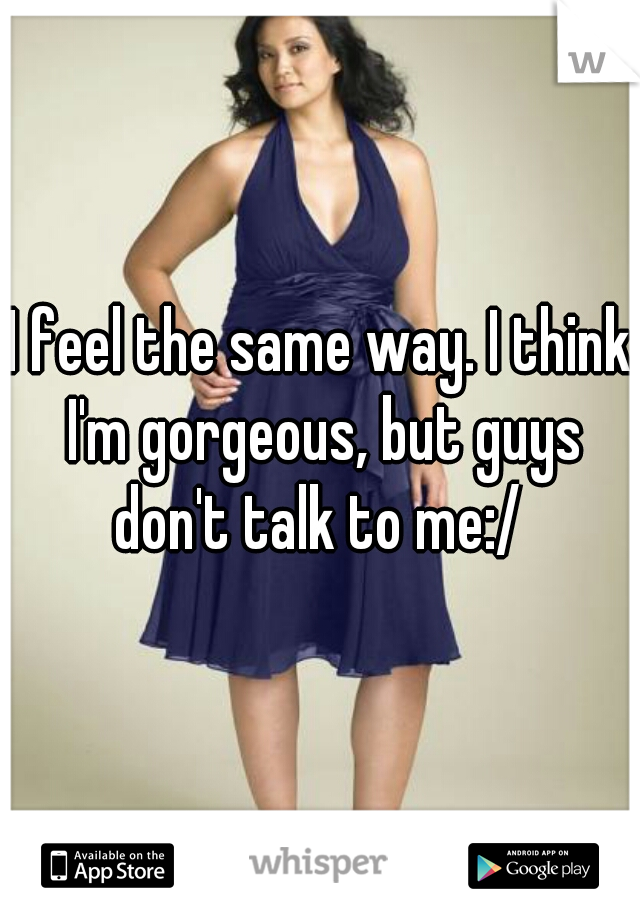 I feel the same way. I think I'm gorgeous, but guys don't talk to me:/ 
