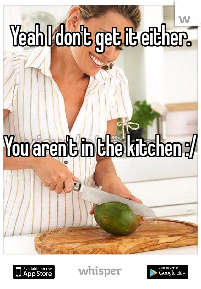 Yeah I don't get it either.



You aren't in the kitchen :/