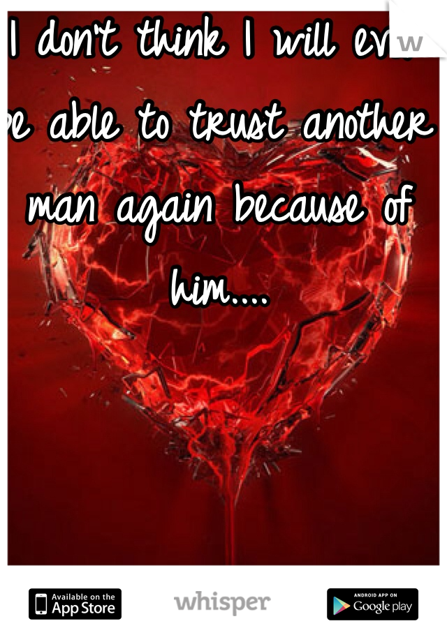 I don't think I will ever be able to trust another man again because of him....