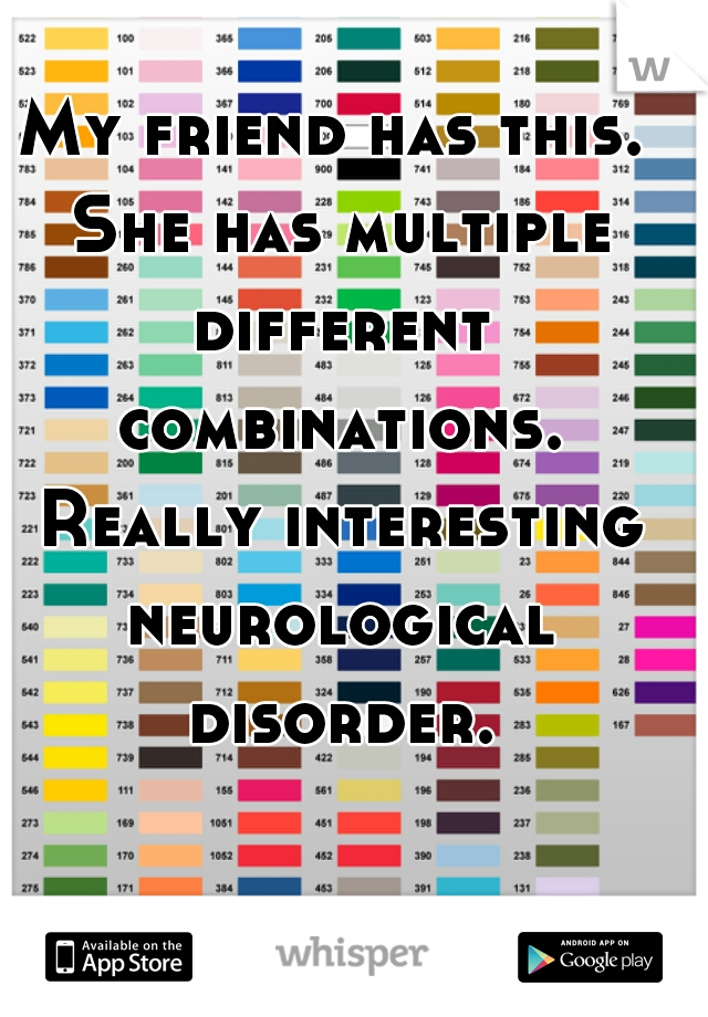 My friend has this. She has multiple different combinations. Really interesting neurological disorder.