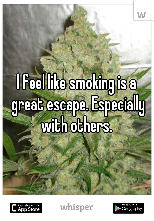 I feel like smoking is a great escape. Especially with others. 