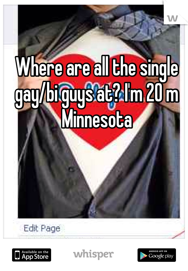 Where are all the single gay/bi guys at? I'm 20 m Minnesota 