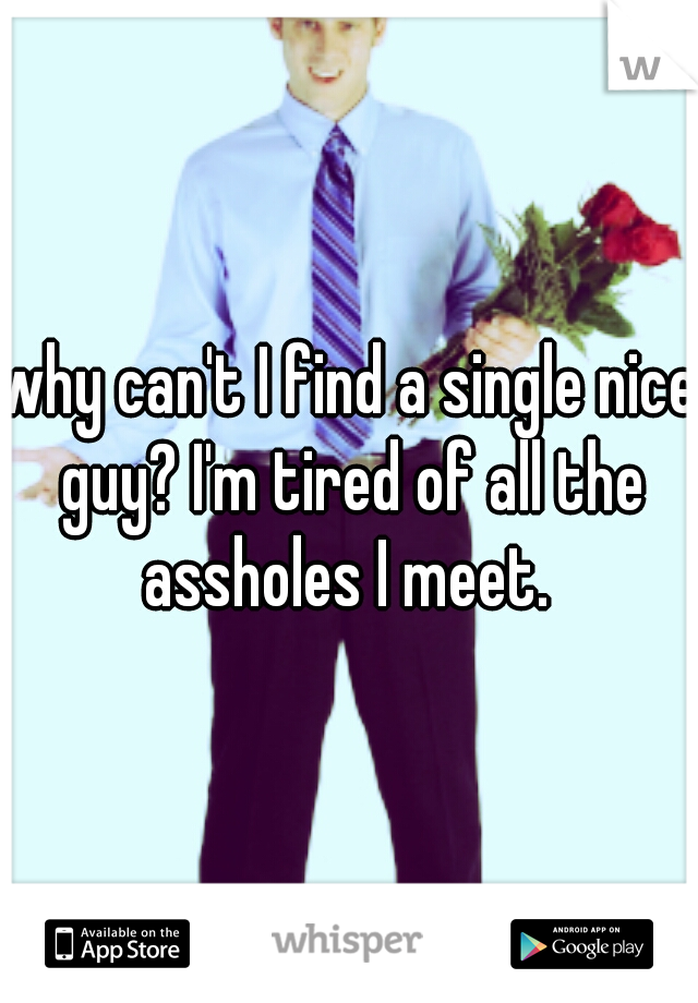 why can't I find a single nice guy? I'm tired of all the assholes I meet. 