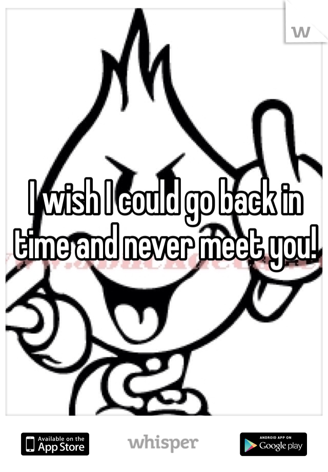 I wish I could go back in time and never meet you!