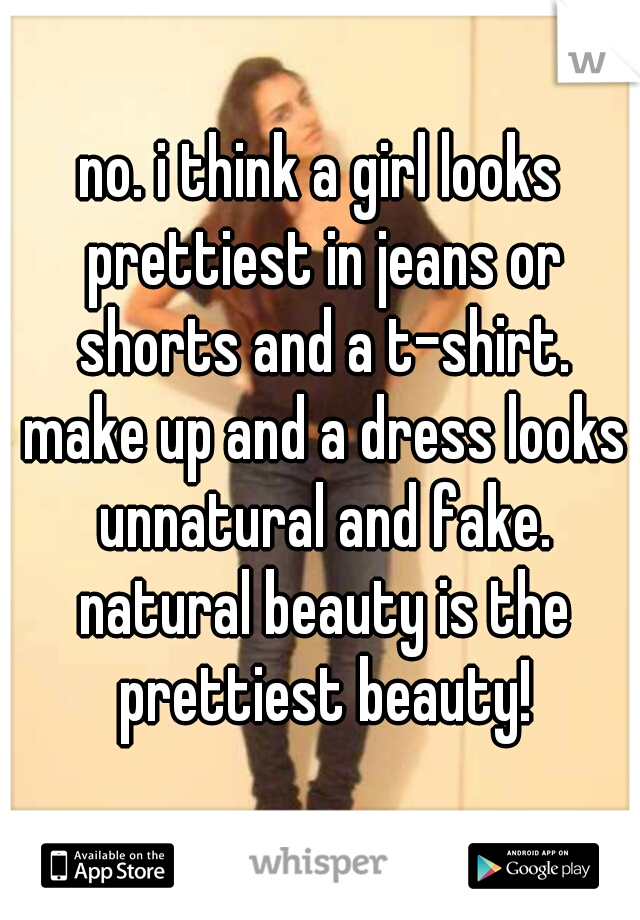 no. i think a girl looks prettiest in jeans or shorts and a t-shirt. make up and a dress looks unnatural and fake. natural beauty is the prettiest beauty!