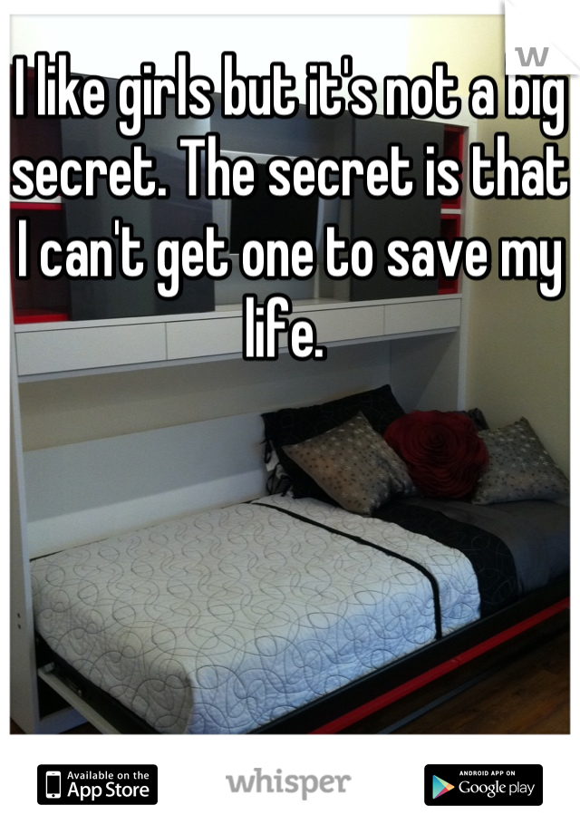 I like girls but it's not a big secret. The secret is that I can't get one to save my life. 