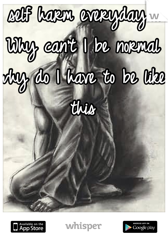 I self harm everyday.... Why can't I be normal why do I have to be like this 