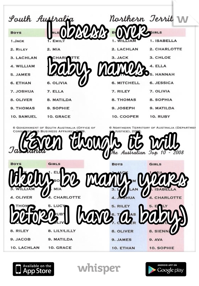 I obsess over 
baby names. 

(Even though it will likely be many years before I have a baby)