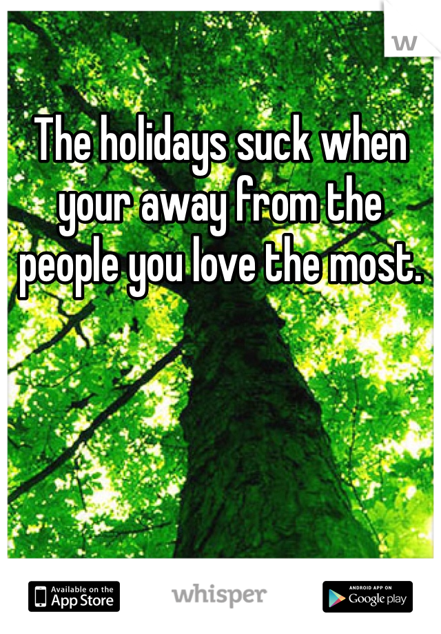 The holidays suck when your away from the people you love the most.