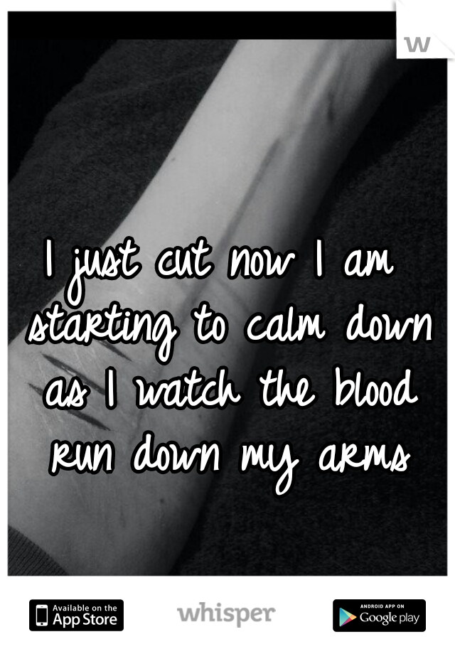 I just cut now I am starting to calm down as I watch the blood run down my arms