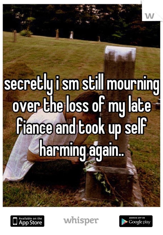 secretly i sm still mourning over the loss of my late fiance and took up self harming again..