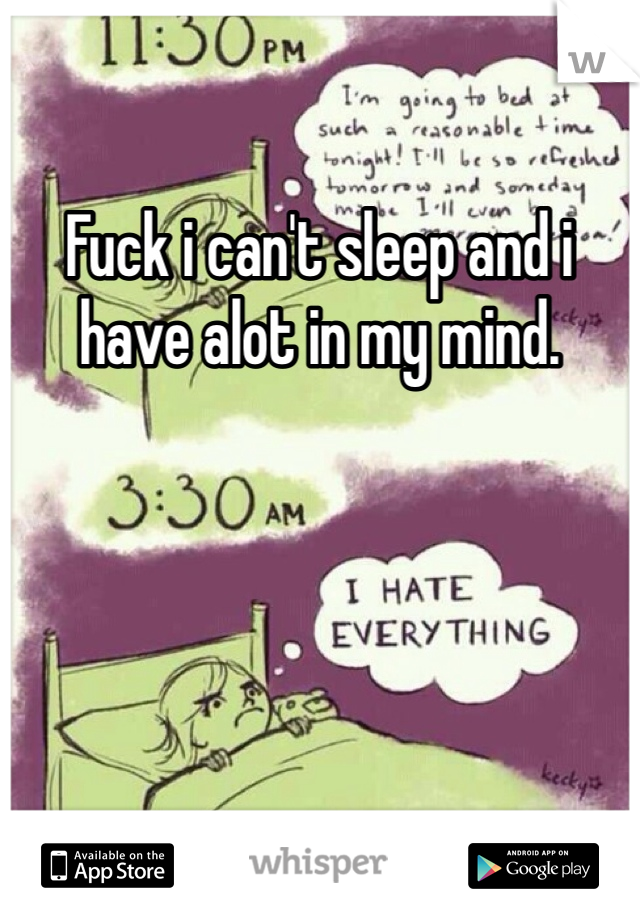 Fuck i can't sleep and i have alot in my mind. 