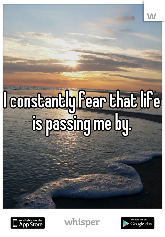 I constantly fear that life is passing me by. 