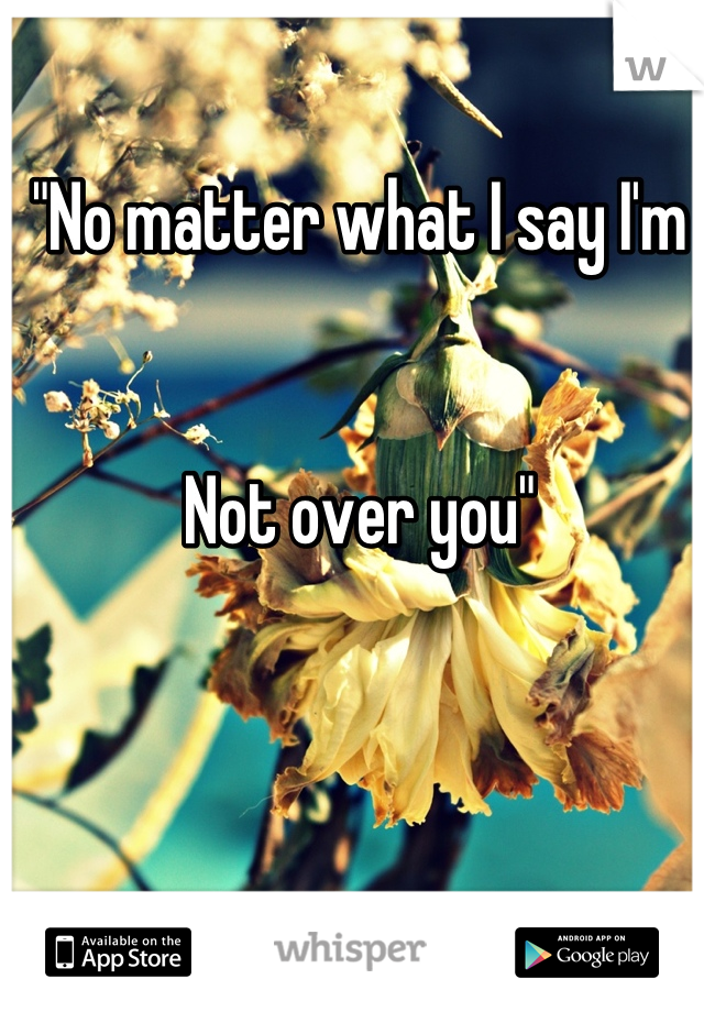 "No matter what I say I'm


Not over you"