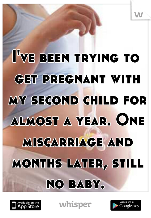 I've been trying to get pregnant with my second child for almost a year. One miscarriage and months later, still no baby. 