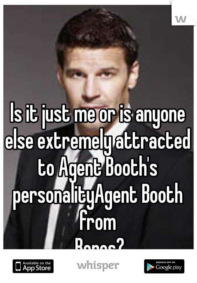Is it just me or is anyone else extremely attracted to Agent Booth's personalityAgent Booth from
 Bones?
