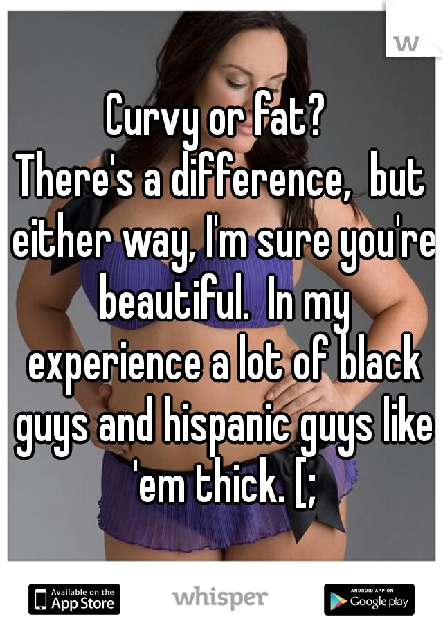 Curvy or fat? 

There's a difference,  but either way, I'm sure you're beautiful.  In my experience a lot of black guys and hispanic guys like 'em thick. [;