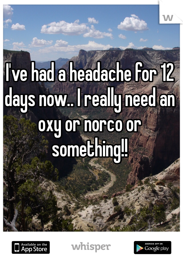 I've had a headache for 12 days now.. I really need an oxy or norco or something!!