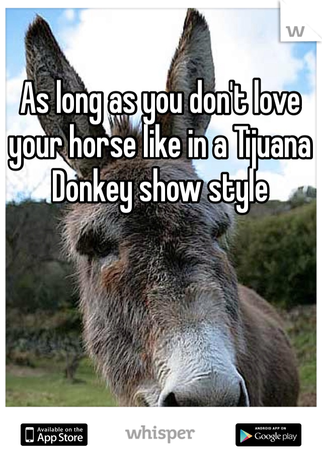 As long as you don't love your horse like in a Tijuana Donkey show style 