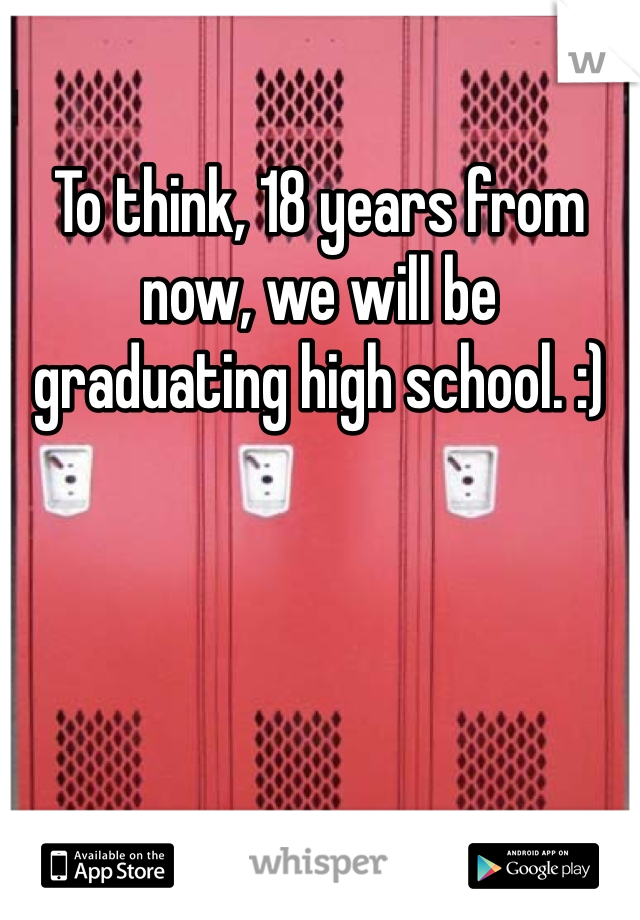 To think, 18 years from now, we will be graduating high school. :)