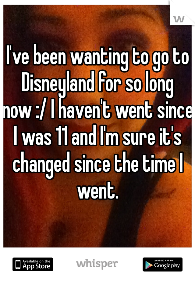 I've been wanting to go to Disneyland for so long now :/ I haven't went since I was 11 and I'm sure it's changed since the time I went. 